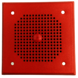 Difusor de sonido metálico cuadrado para montaje en pared.